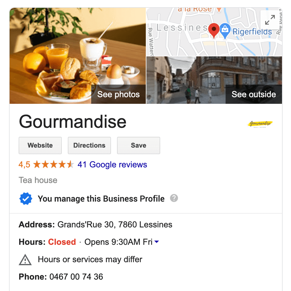 Google reviews Gourmandise